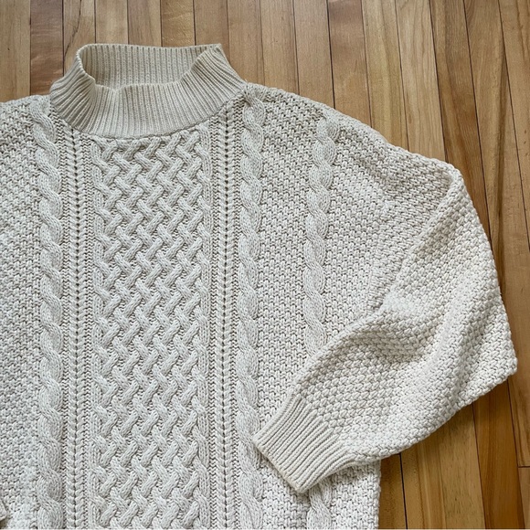 🌼VINTAGE 100% Cotton Brittish vogue cable knit fisherman sweater - Picture 7 of 9